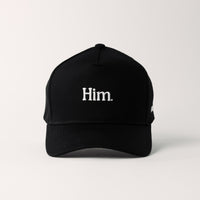 Him 5 Panel Cotton Structured Snap Back Hat (Black)