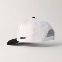Dad 5 Panel Cotton Structured Snapback Hat (White/Black)