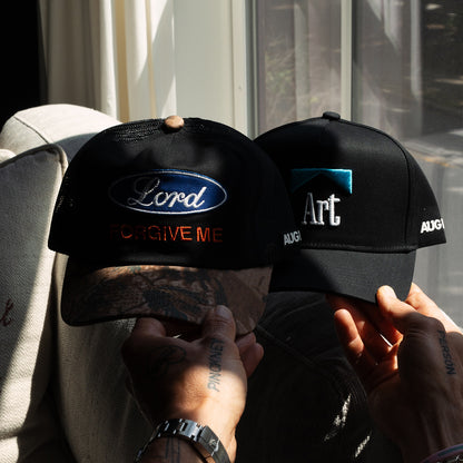 Lord Forgive Me Camo/Blk (Unstructured Mesh Trucker)