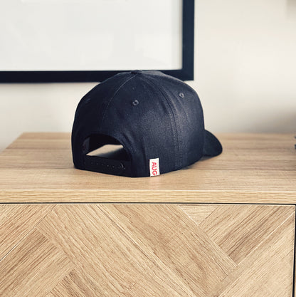 Him 5 Panel Cotton Structured Snap Back Hat (Black)