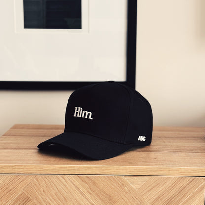 Him 5 Panel Cotton Structured Snap Back Hat (Black)