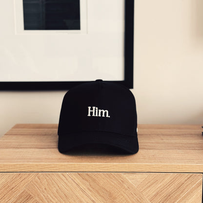 Him 5 Panel Cotton Structured Snap Back Hat (Black)