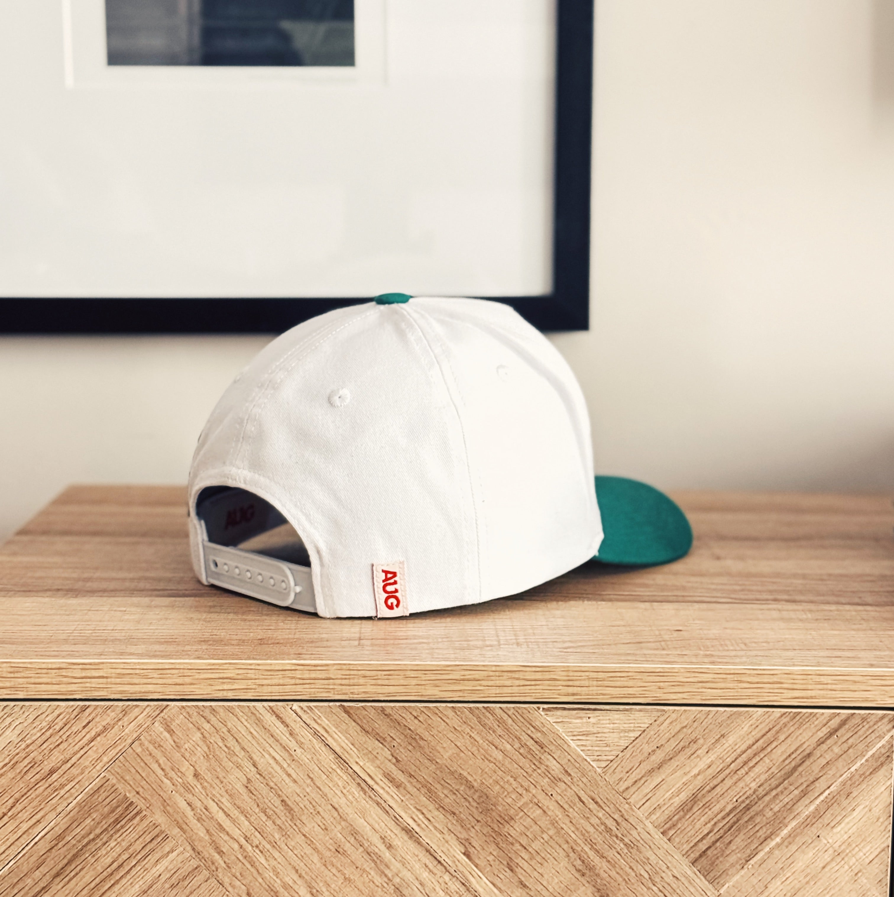 Mega 5 Panel Cotton Snap Back Hat (White/Kelly Green)