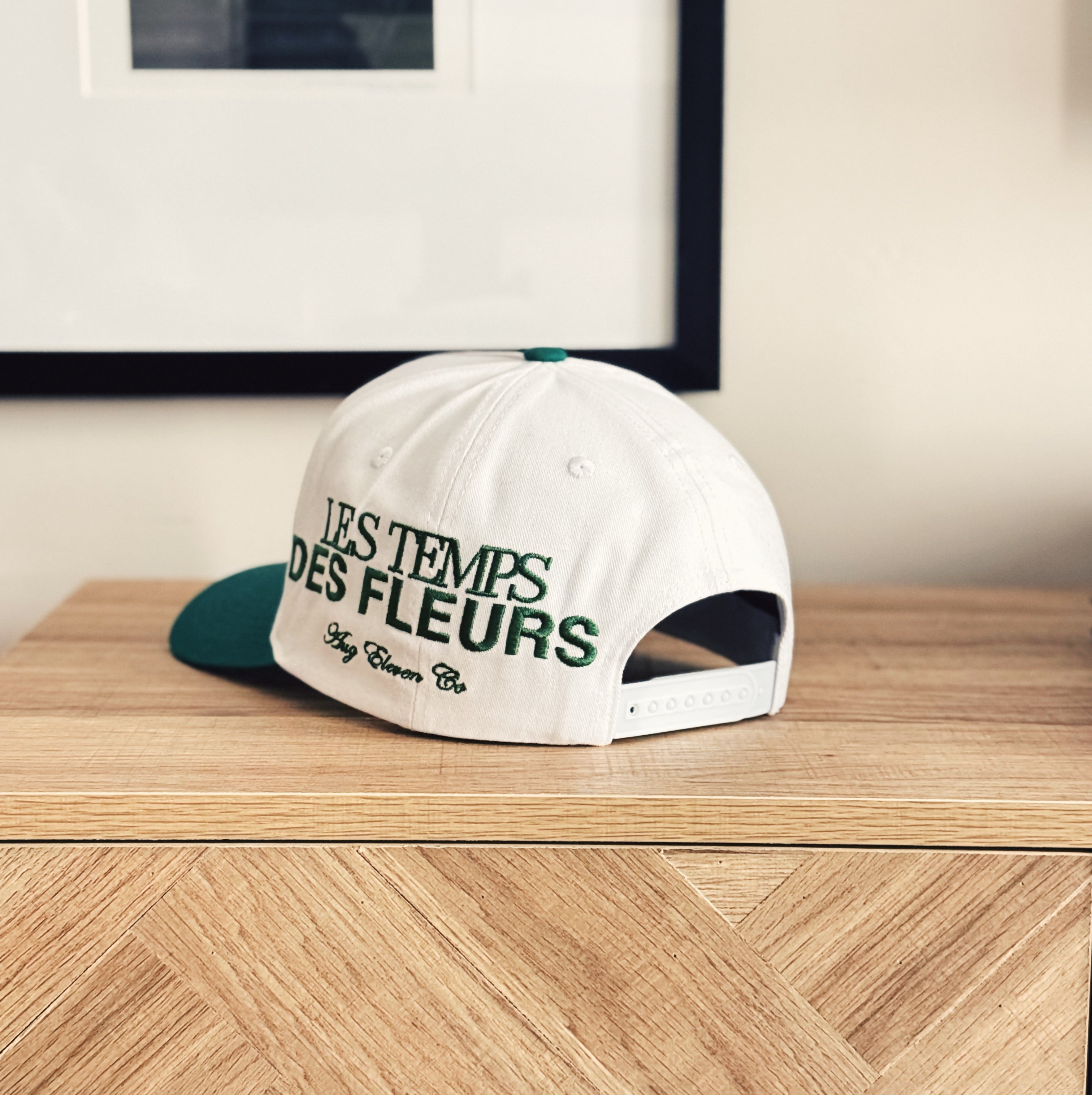 Mega 5 Panel Cotton Snap Back Hat (White/Kelly Green)