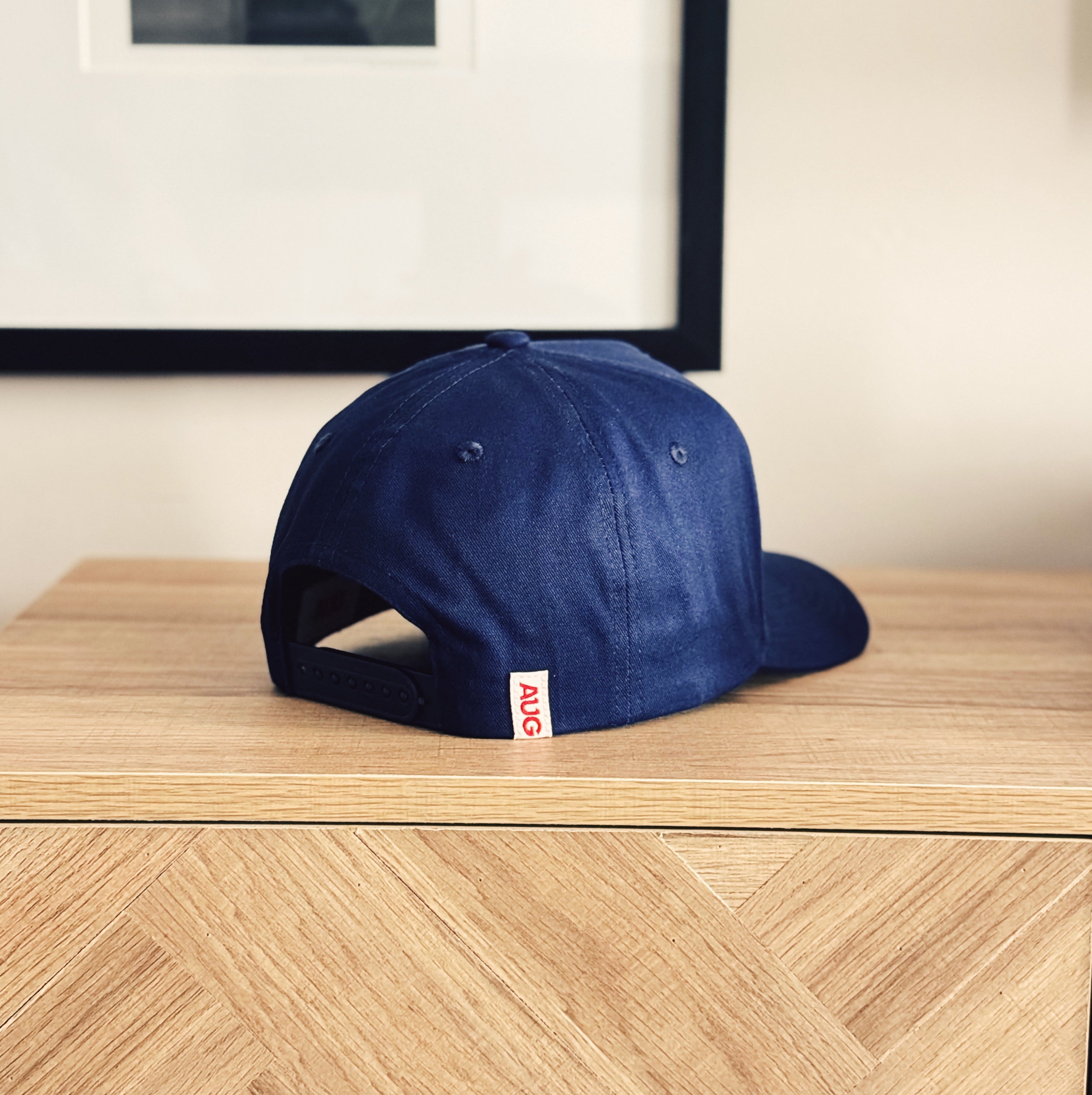 Thou Art Mortal 5 Panel Cotton Structured Snap Back Hat (Navy)