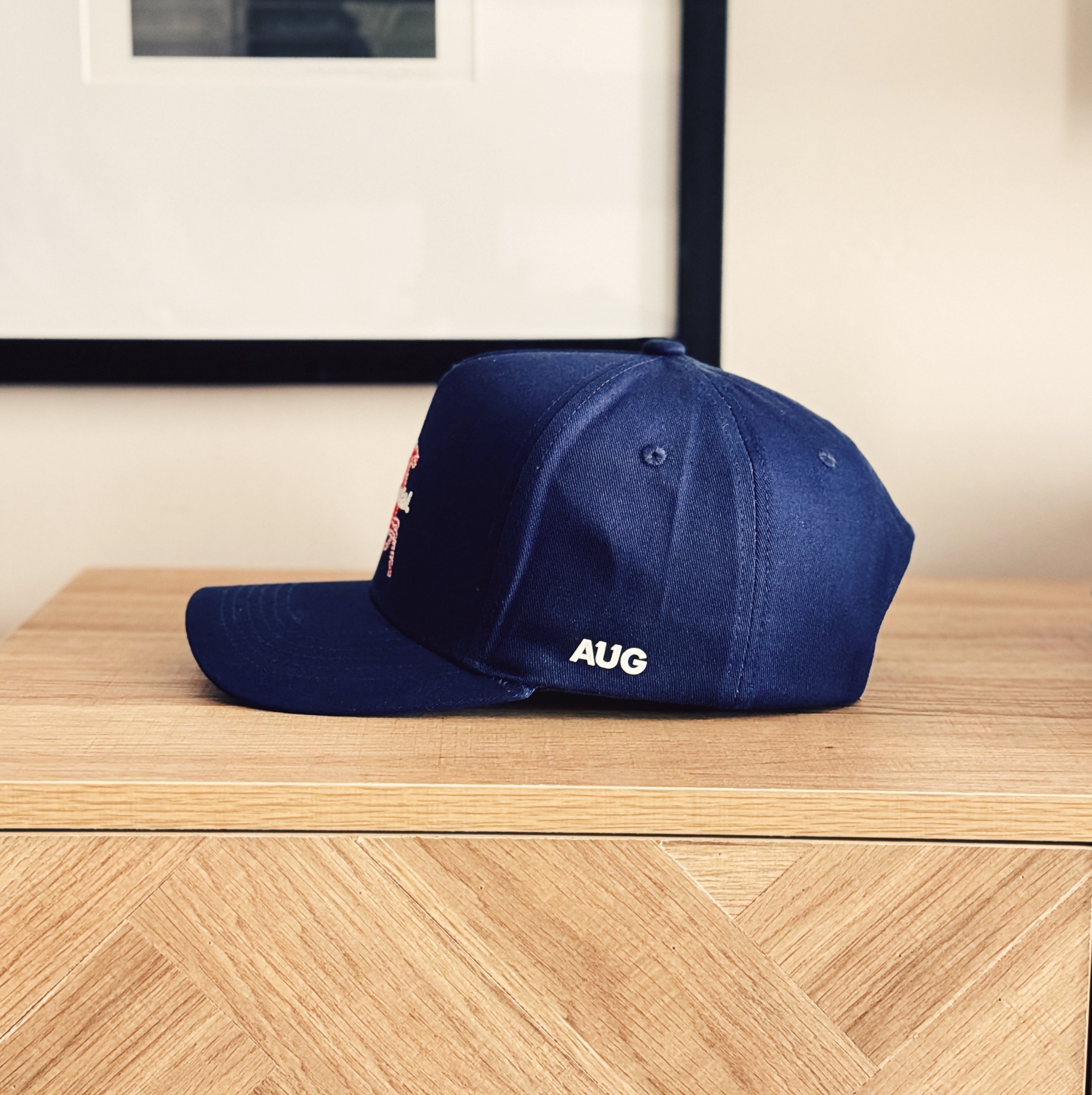 Thou Art Mortal 5 Panel Cotton Structured Snap Back Hat (Navy)