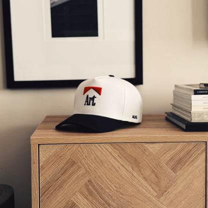 Art 5 Panel Cotton Structured Snapback Hat (White/Black)