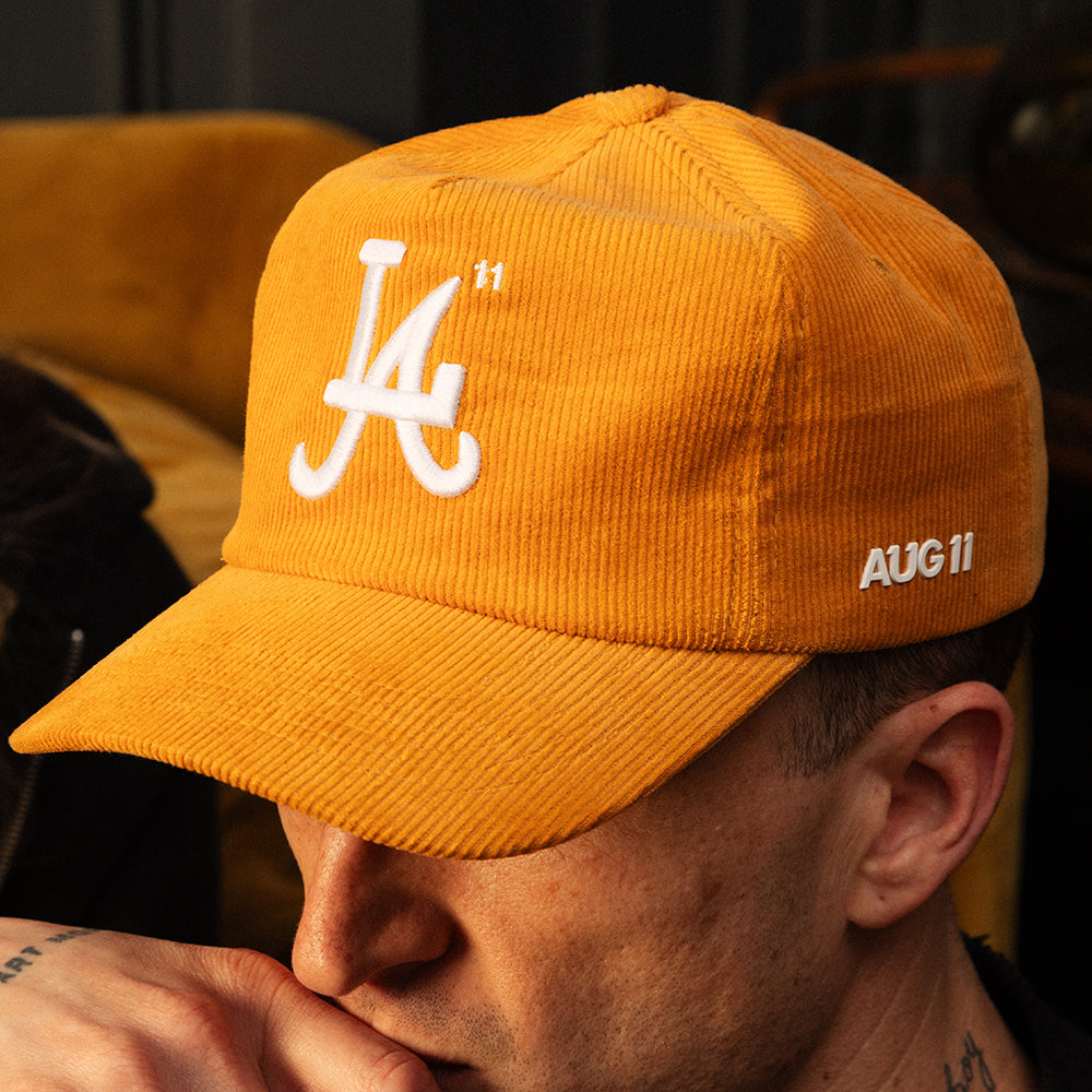 Atlangeles Courduroy Unstructured Trucker Snap Back Hat (Amber)