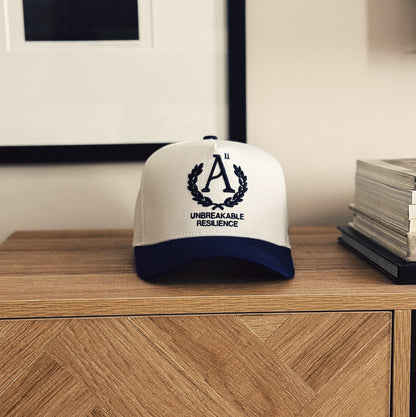 Crest 5 Panel Cotton Structured Snapback (Navy/Stark White)