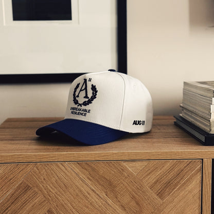 Crest 5 Panel Cotton Structured Snapback (Navy/Stark White)