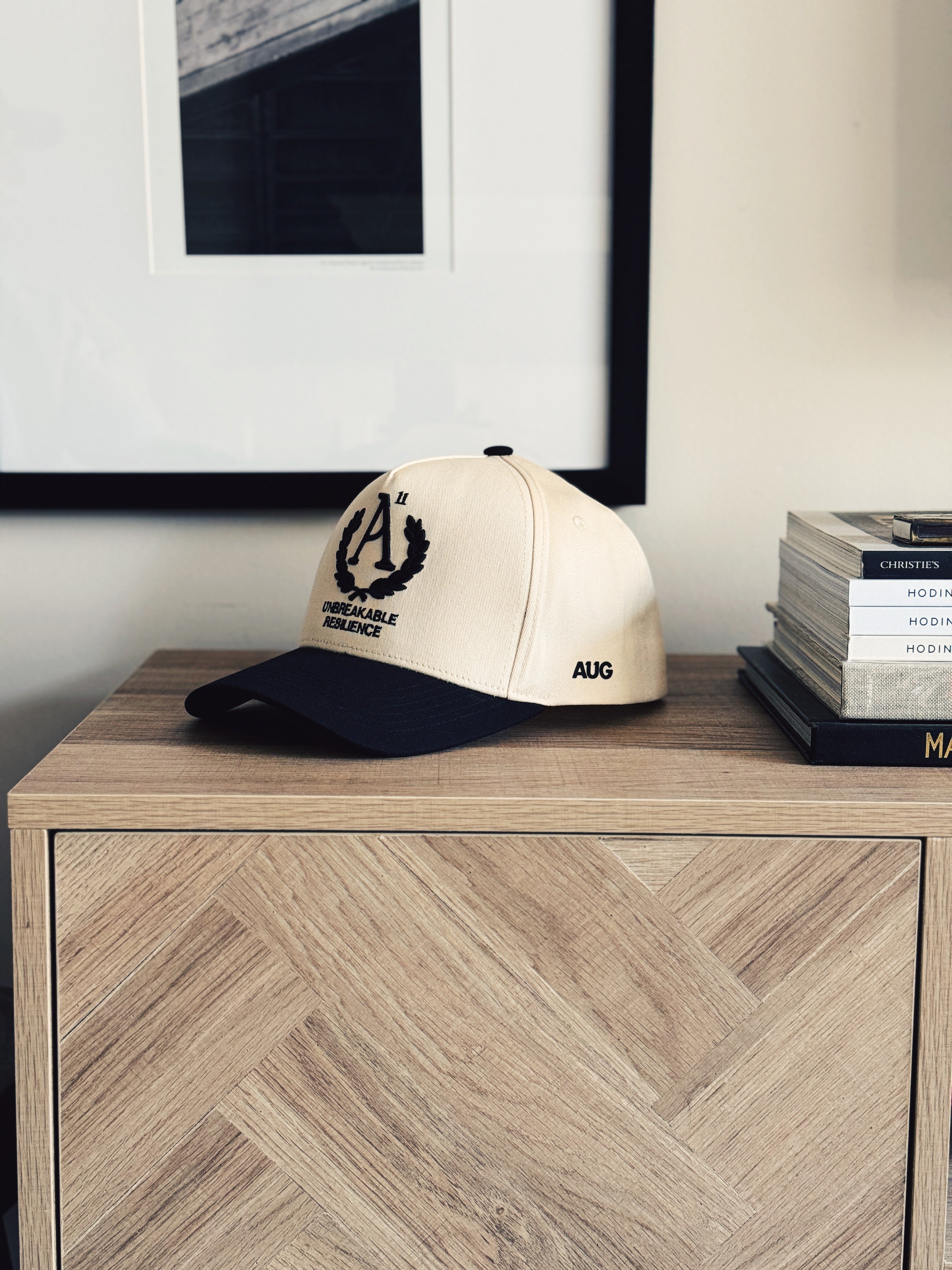 Crest 5 Panel Cotton Structured Snapback (Creme/Black)