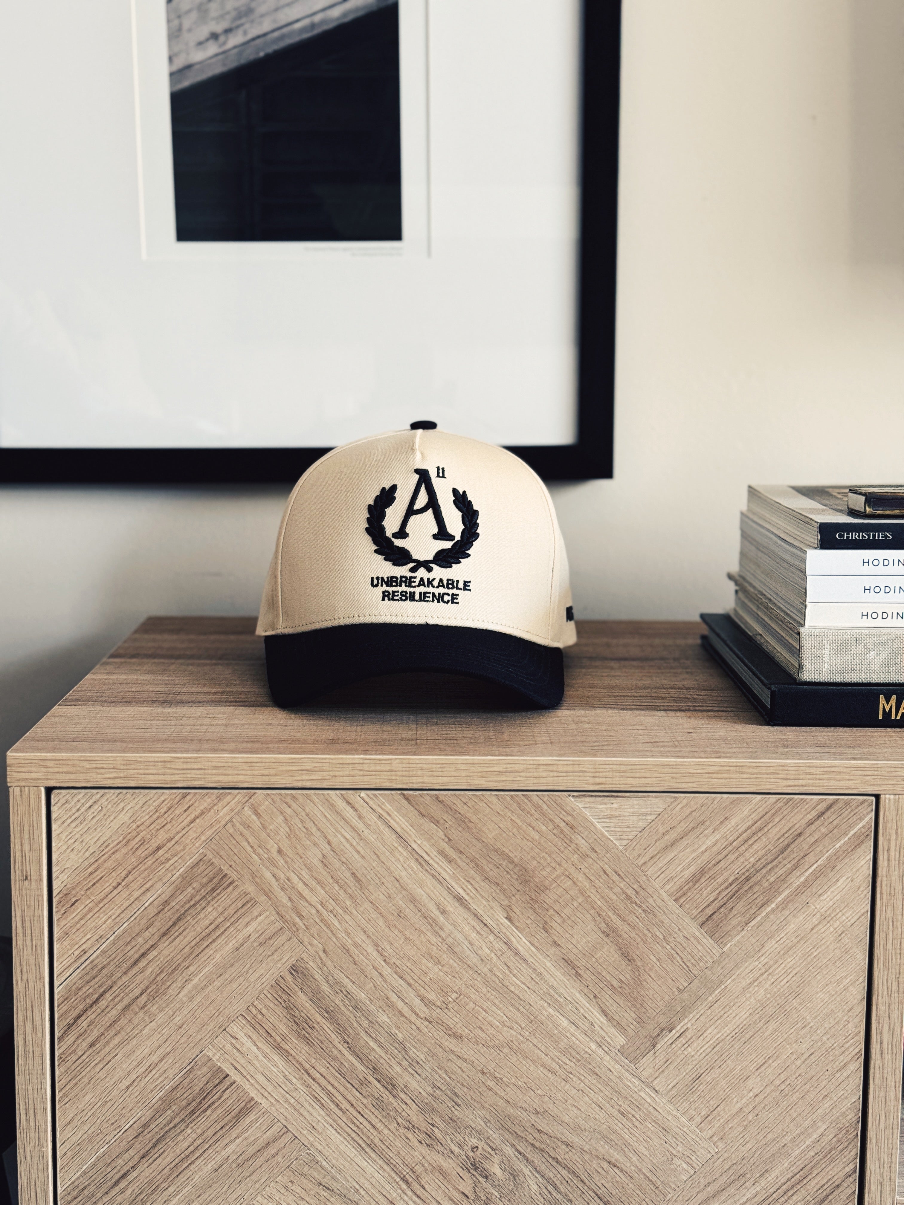 Crest 5 Panel Cotton Structured Snapback (Creme/Black)