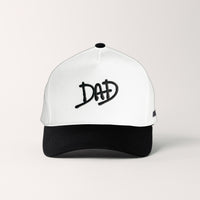 Dad 5 Panel Cotton Structured Snapback Hat (White/Black)