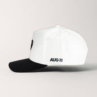 Dad 5 Panel Cotton Structured Snapback Hat (White/Black)