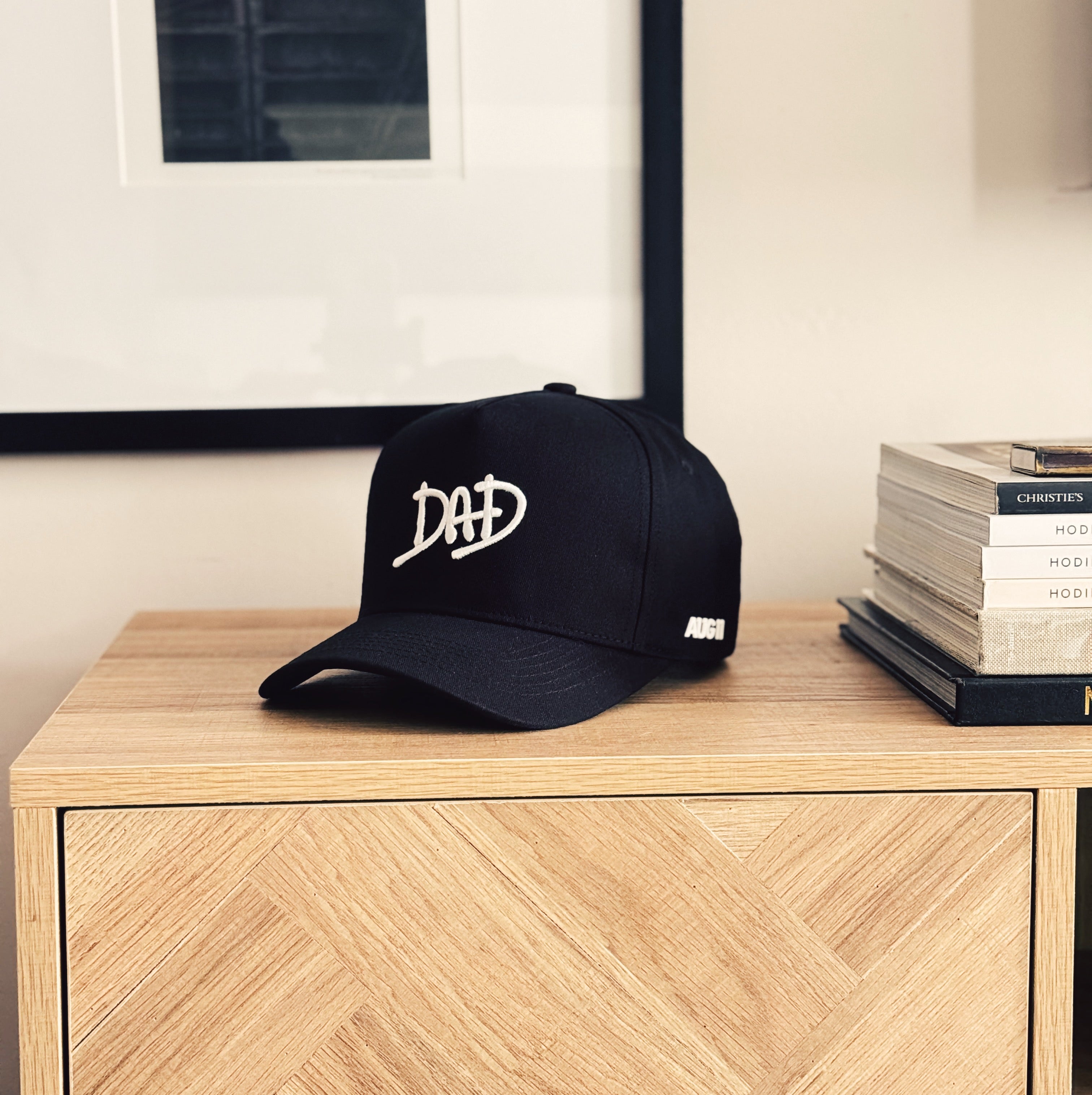 Dad 5 Panel Cotton Structured Snapback Hat (Black)