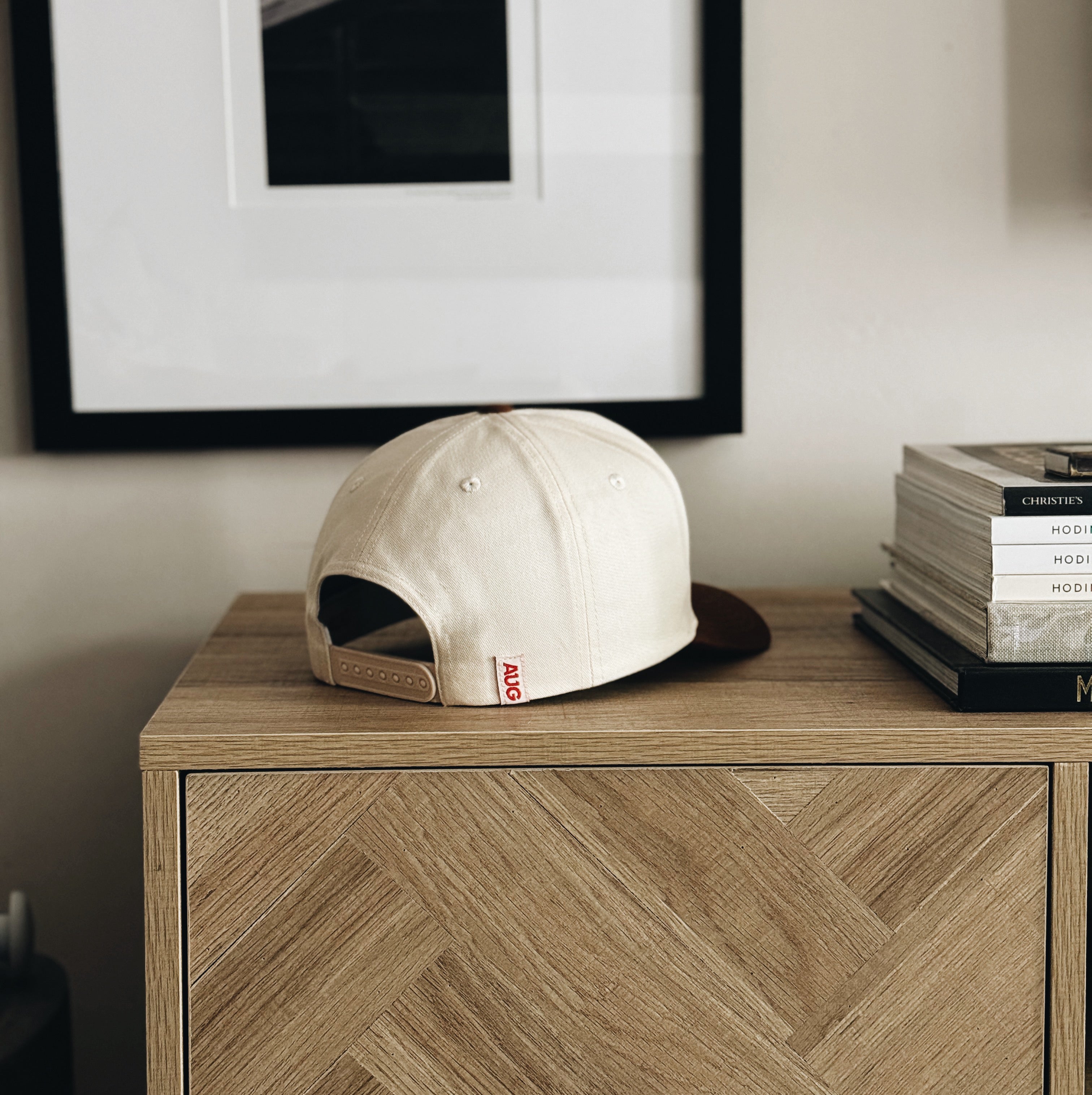 Darlin 5 Panel Cotton Structured Snapback Hat (Creme/Autumn)