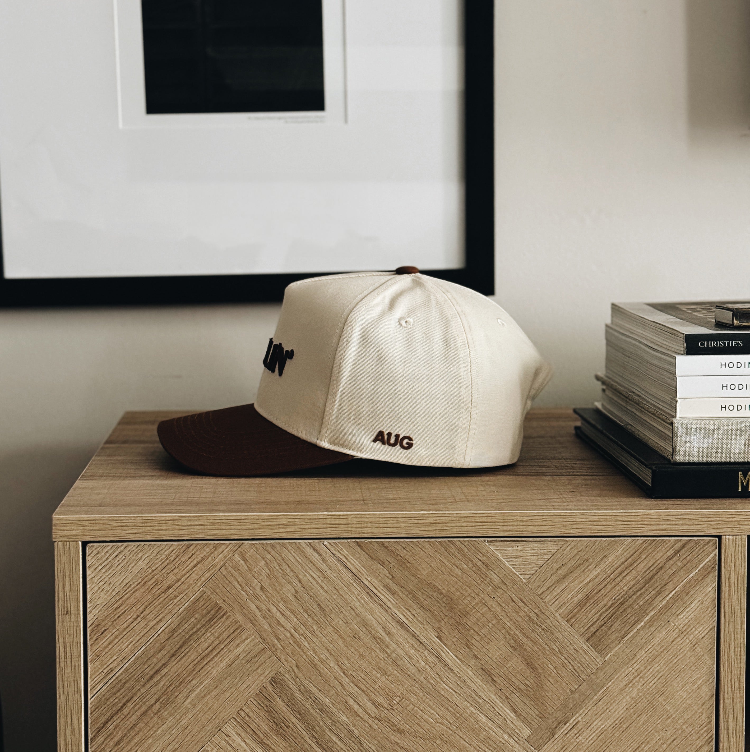 Darlin 5 Panel Cotton Structured Snapback Hat (Creme/Autumn)