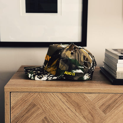 Darlin' Cotton Structured 5 Panel Snap Back Hat (Camo/Gold)