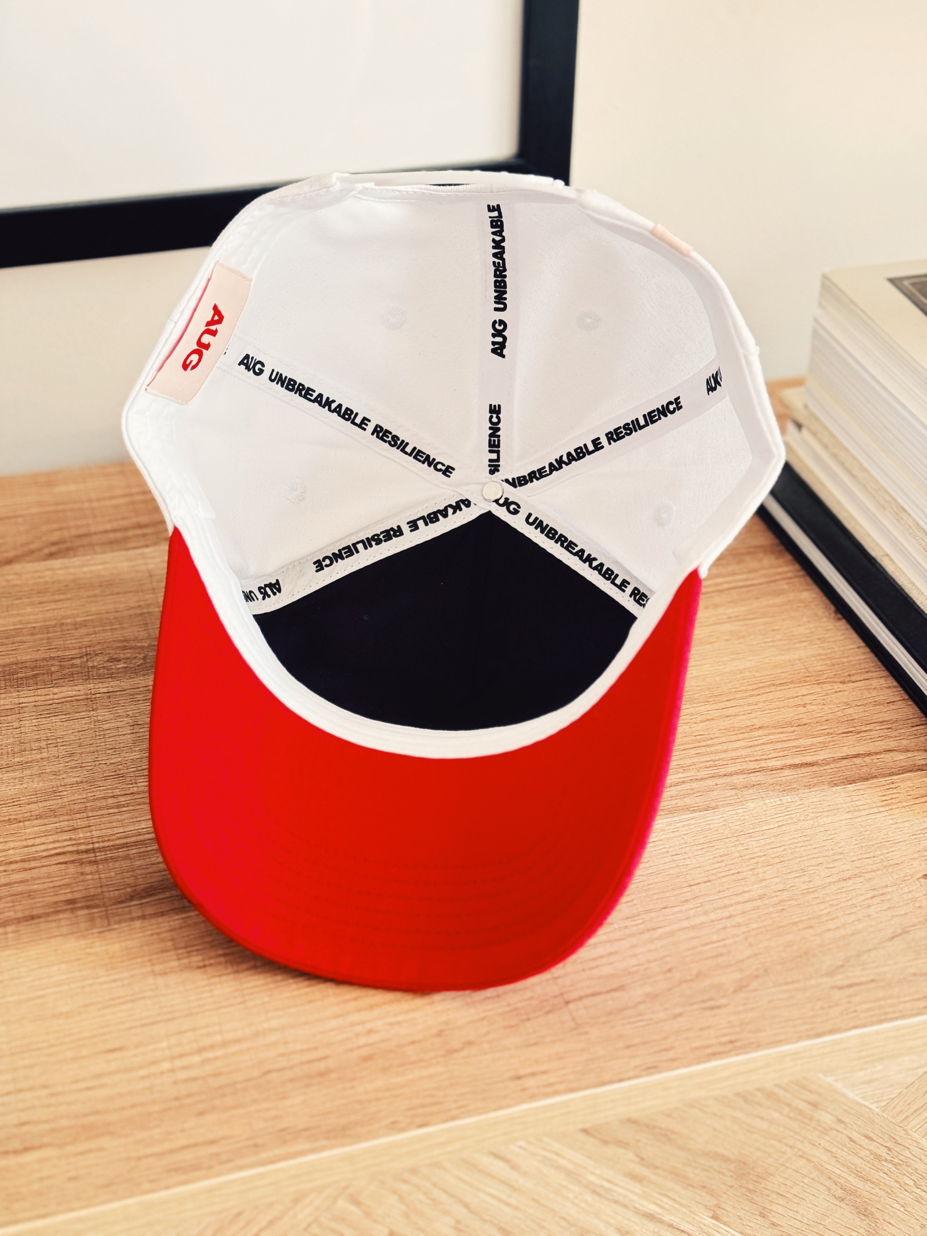 Darlin 5 Panel Cotton Structured Snapback Hat (Red/White)