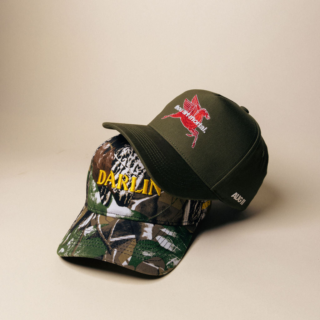 Thou Art Mortal 5 Panel Cotton Structured Snap Back Hat (Moss)