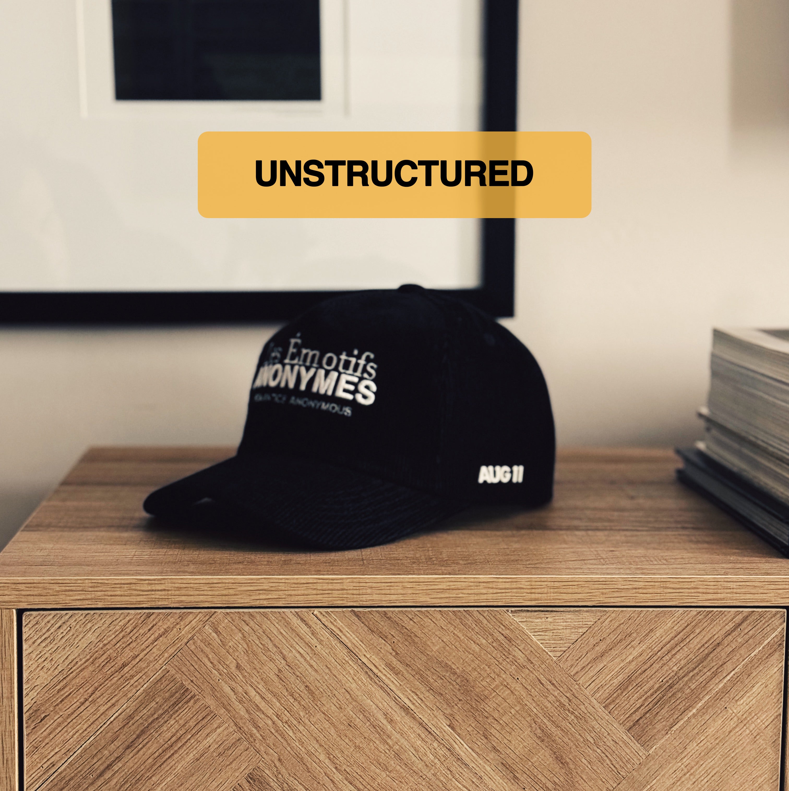 Emotifs Courduroy Unstructured Trucker Snap Back Hat (Black)