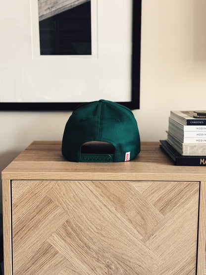 Foie Gras 5 Panel Cotton Structured Snapback Hat (Kelly Green)