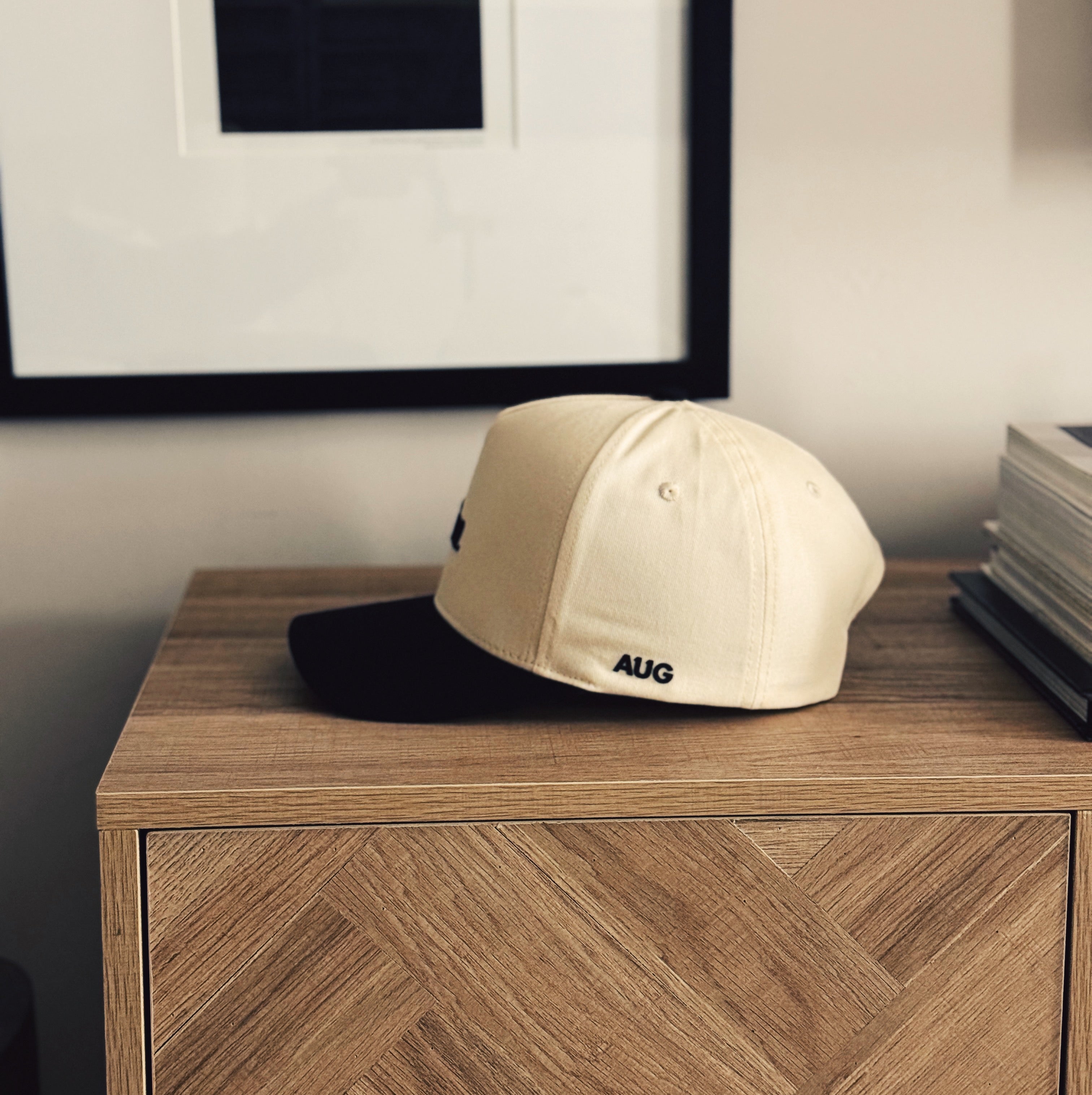 Him 5 Panel Cotton Snap Back Hat (Creme/Black)