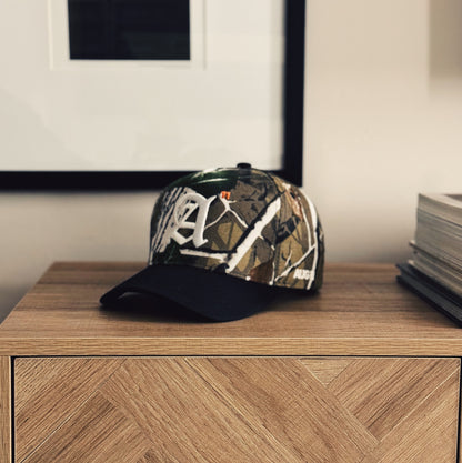 Laurel Cotton Structured 5 Panel Snap Back Hat (Camo/Black)