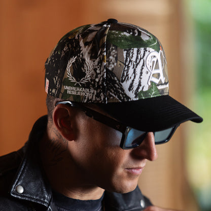 Laurel Cotton Structured 5 Panel Snap Back Hat (Camo/Black)