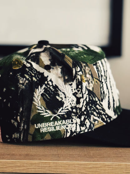 Laurel Cotton Structured 5 Panel Snap Back Hat (Camo/Black)