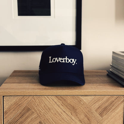 Loverboy 5 Panel Cotton Structured Snap Back Hat (Navy)