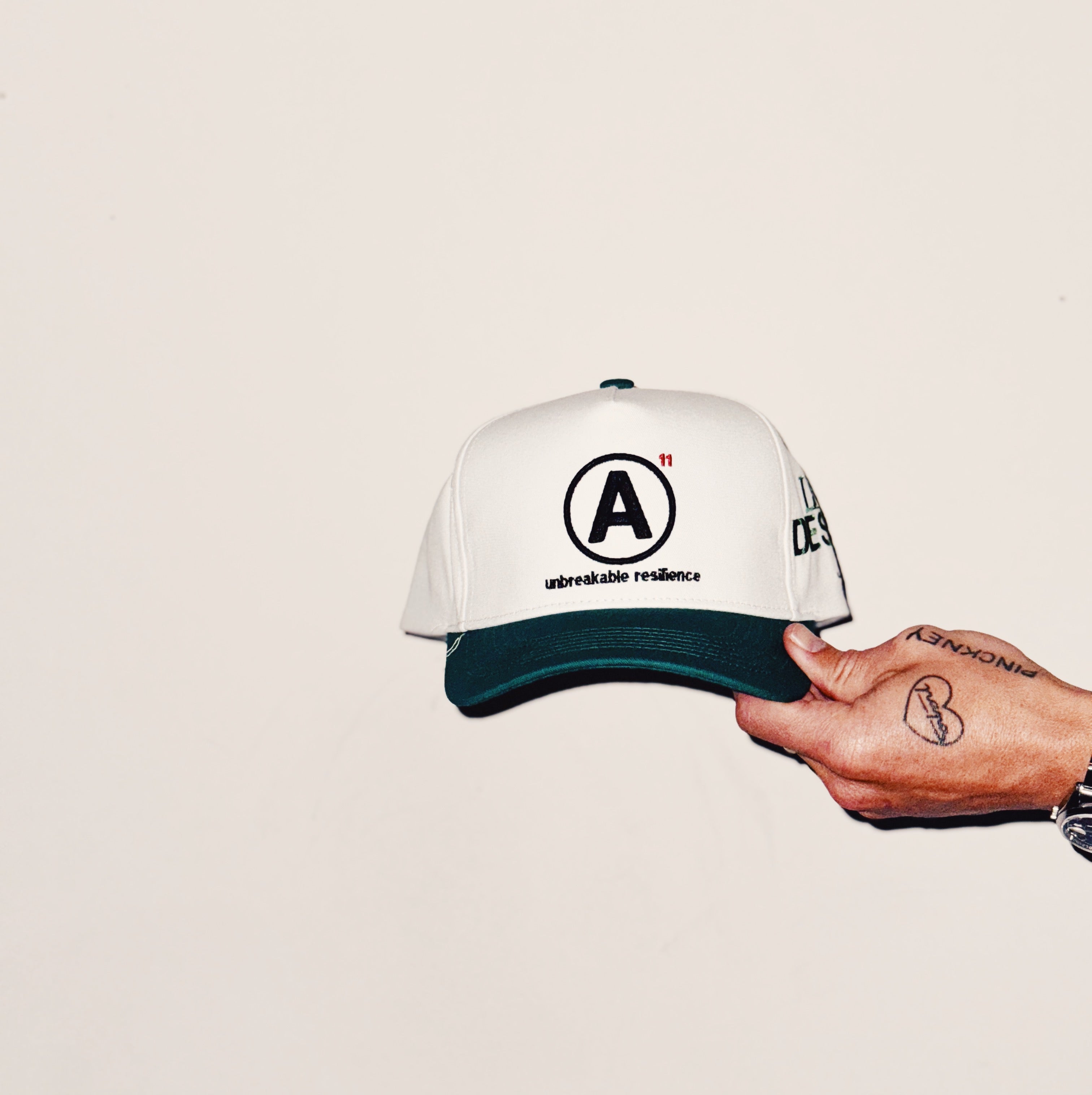 Mega 5 Panel Cotton Snap Back Hat (White/Kelly Green)