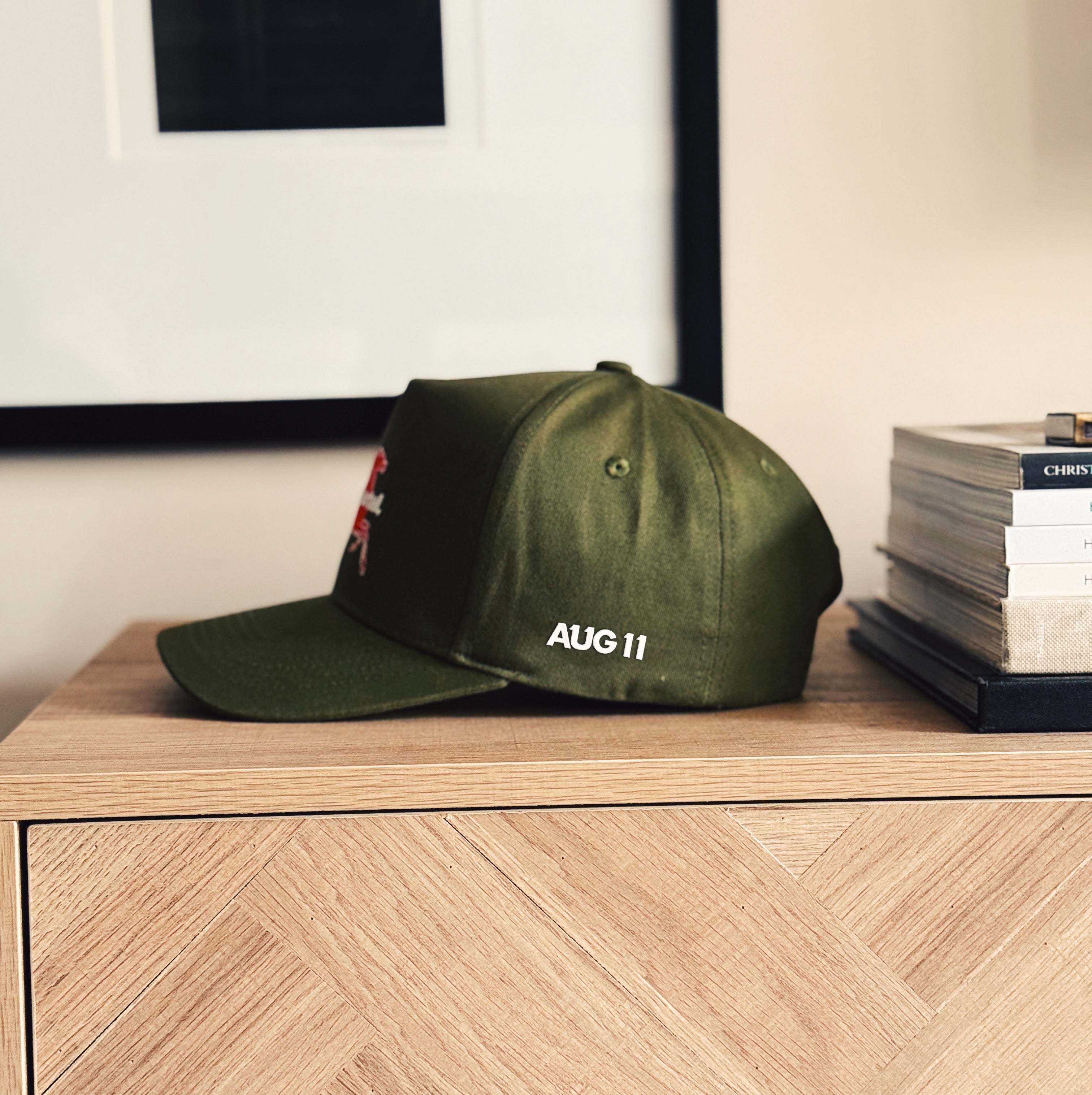 Thou Art Mortal 5 Panel Cotton Structured Snap Back Hat (Moss)